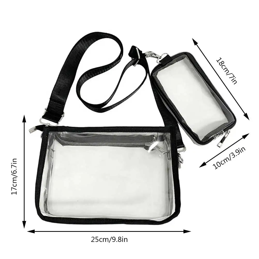 Women Crossbody Bag Casual Clear Clutches Zip Closure Travel Bag