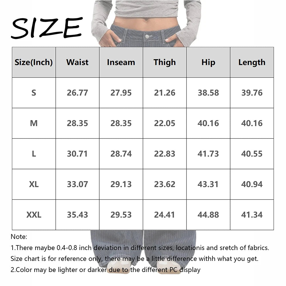 Women Mid Waist Jeans Wide Leg Trousers