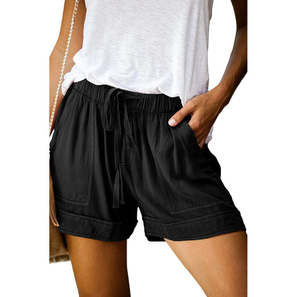 Casual Shorts for Women High Waisted Lace Up Wide Leg Pants