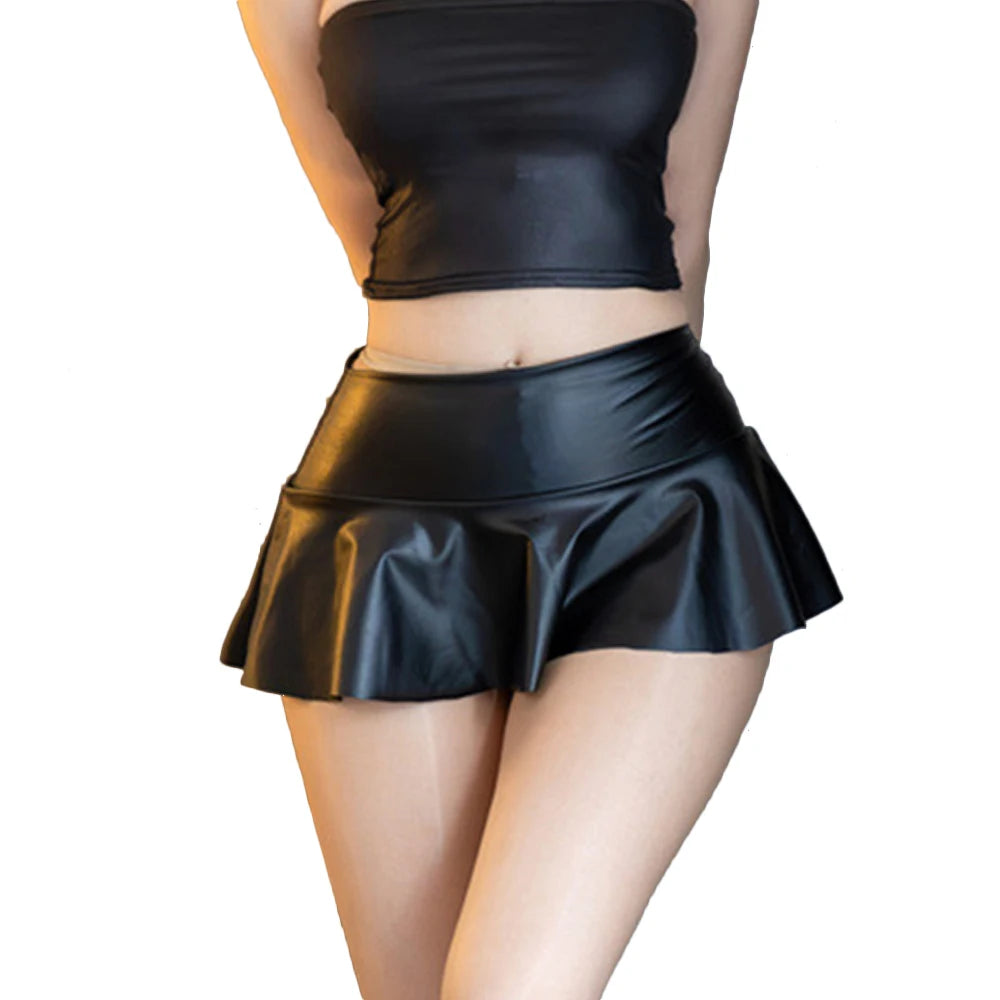 Sexy Women PU Micro Mini Skirts Sweet Girls Skirt Faux Leather