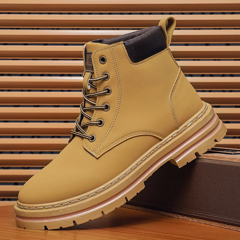Men's Boots, Retro English-style Dark Brown Boots, Men's High-top Casual Sneakers