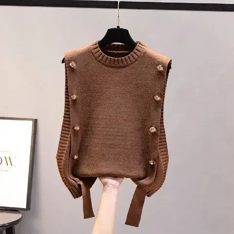 Black Knit Tops For Woman Round O Neck Women's Sweater
