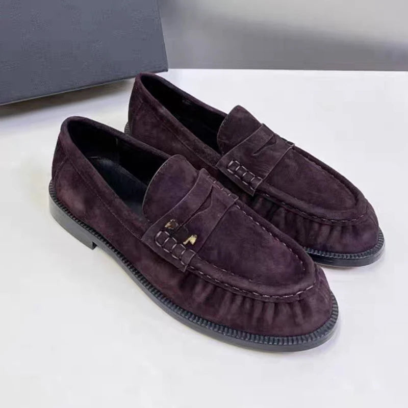New Women Loafers Round Toe Top Quality Genuine Leather Low Heel Shallow Comfort Shoes