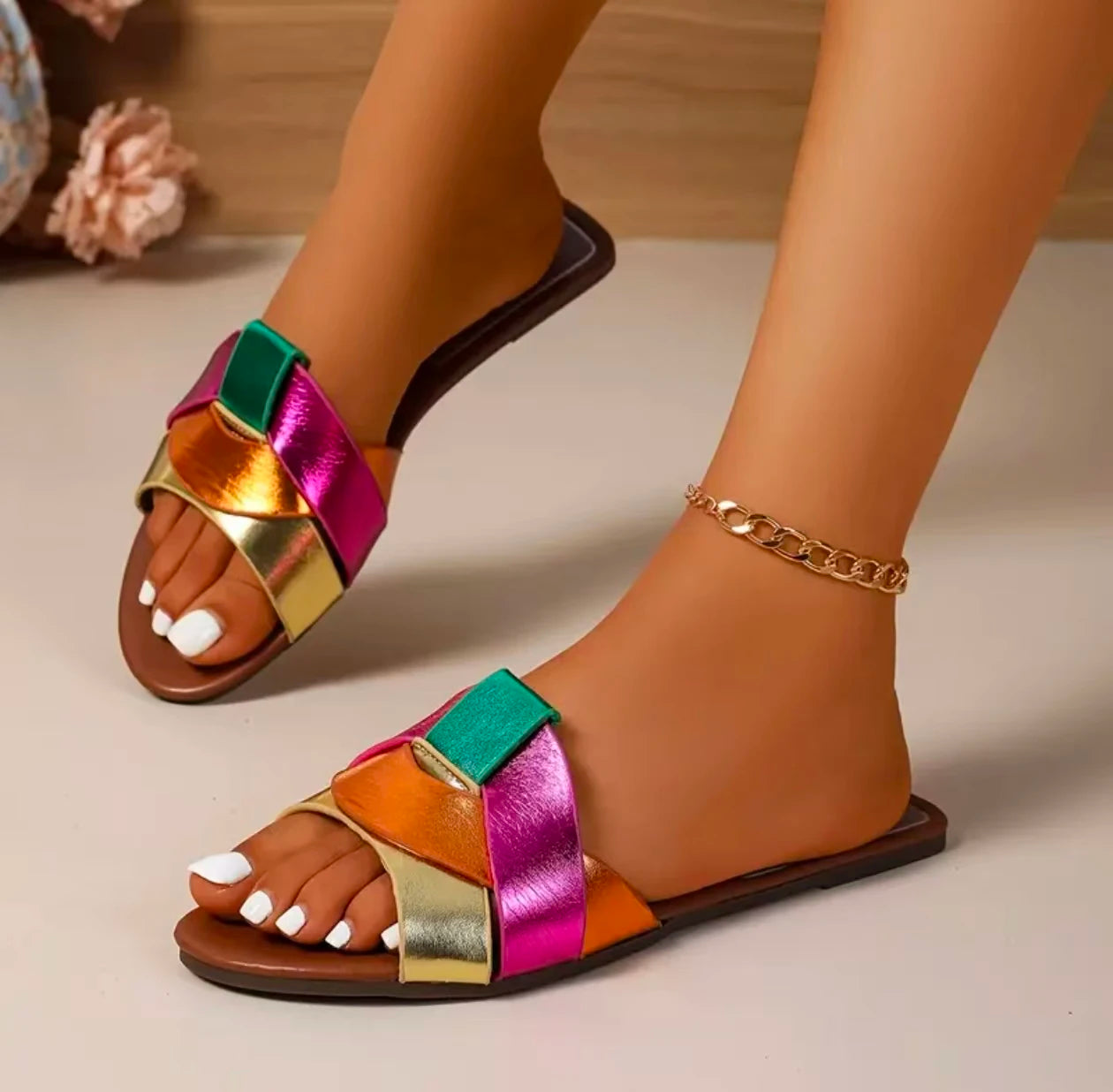 Woman Flat Slippers Woven Comfortable Women Shoes