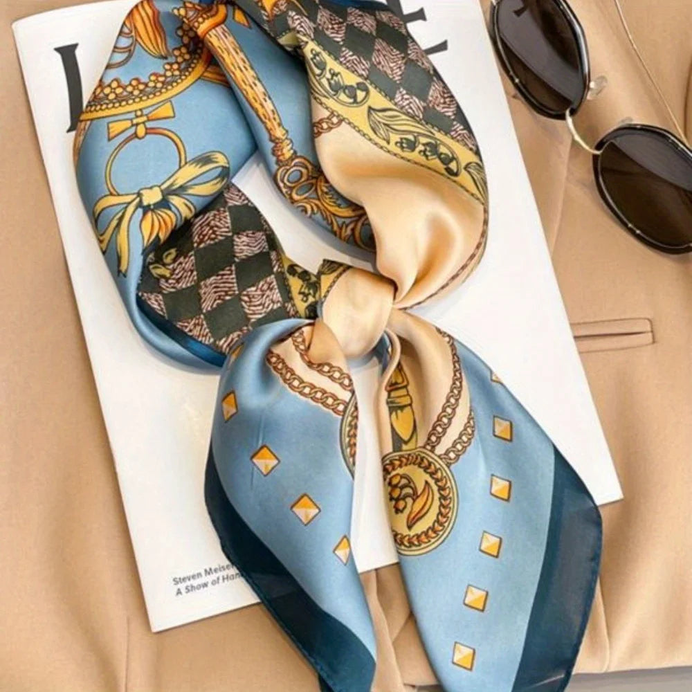 new silk satin square scarf, elegant women's accessories