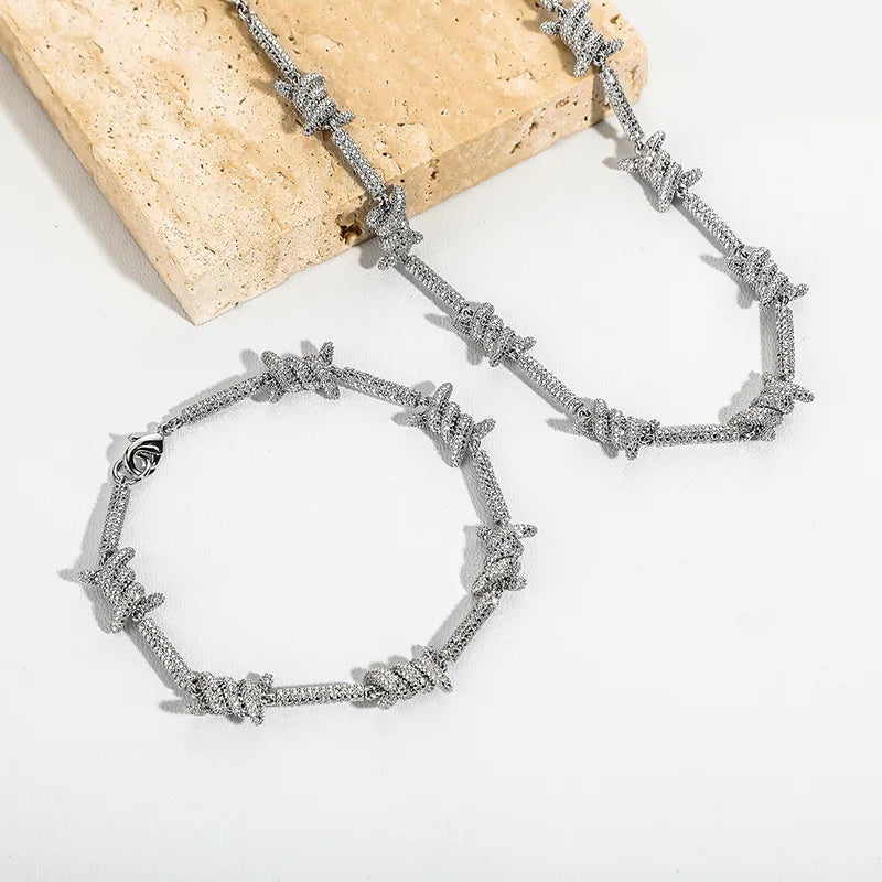Hip Hop Bling Ice Out Stick Twisted Wire Shape Link Chain Necklace for Men