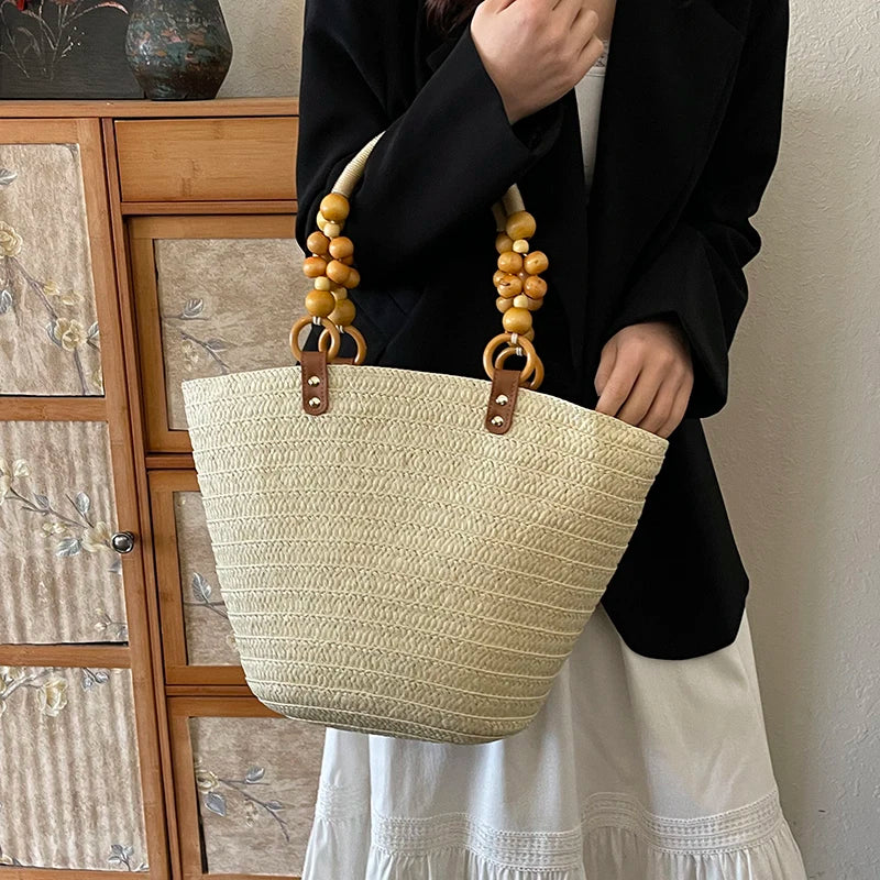 Women Braided Basket Clutches Top-handle Bag