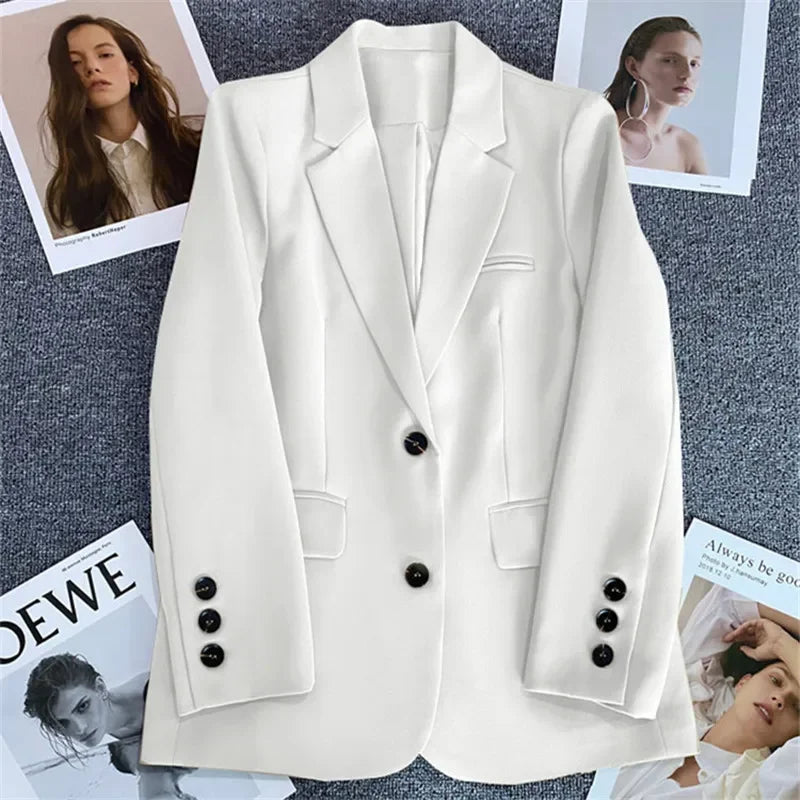 Elegant Office Lady Blazers Fashion Long Sleeve Single Button Blazer