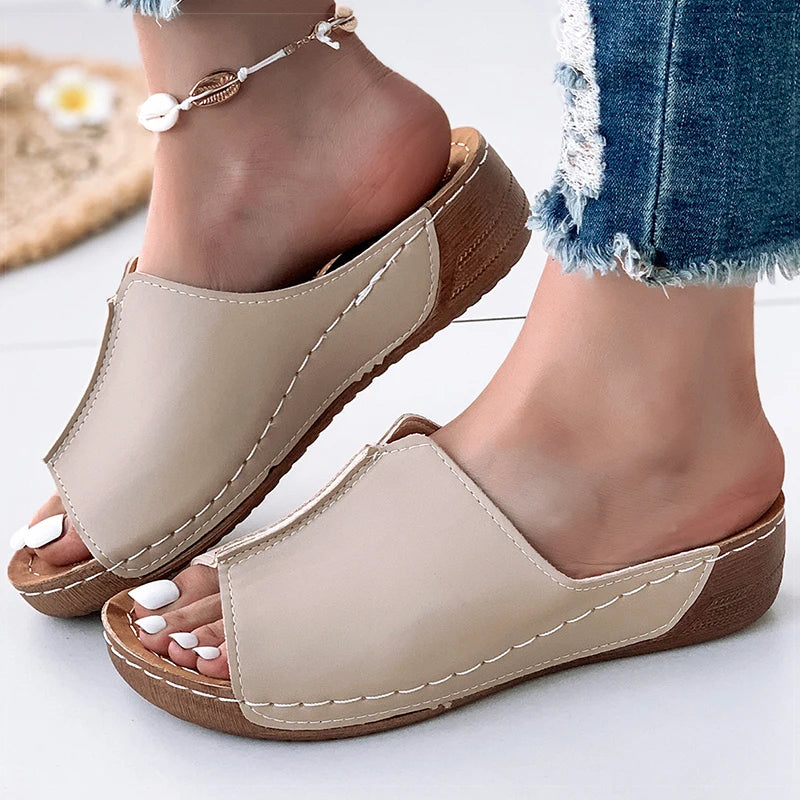 Women's Sandals Soft Heels Low Platform Slippers
