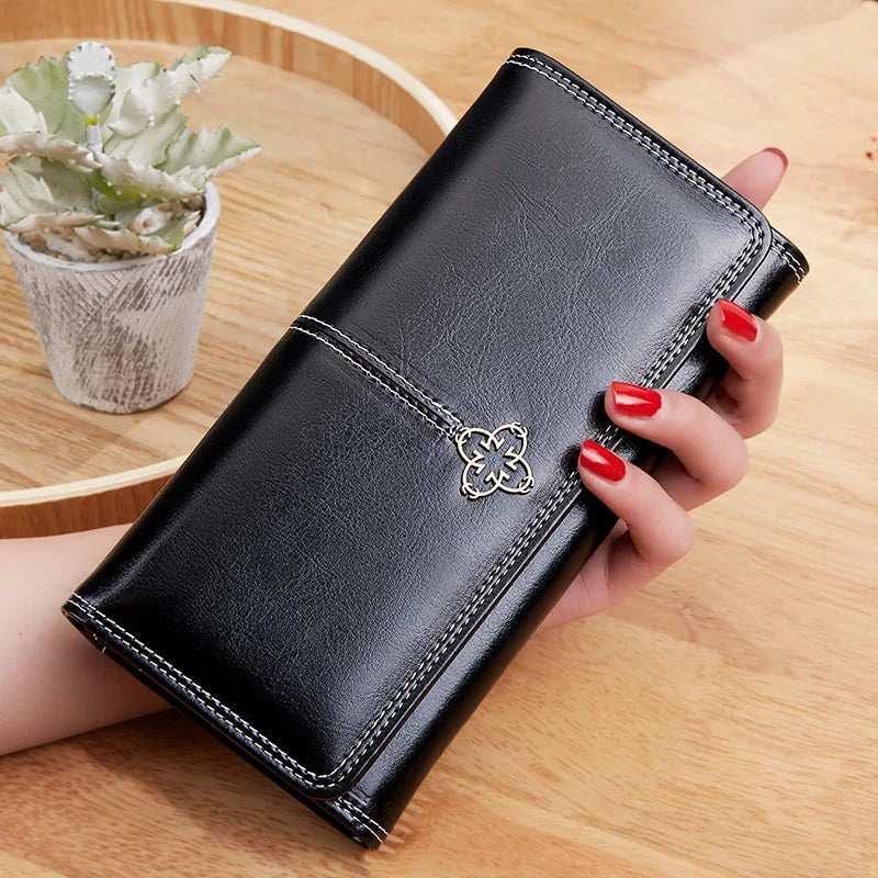 Women's Leather Wallet Woman Luxury Long Wallets