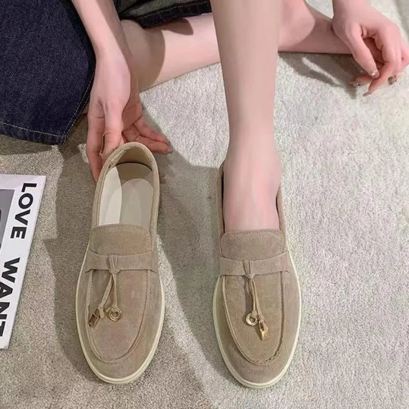 Women Flats Platform Suede Loafers