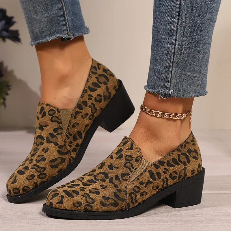 Fashion Leopard Print Loafers Lightweight Slip On Walking Shoes for Women Plus