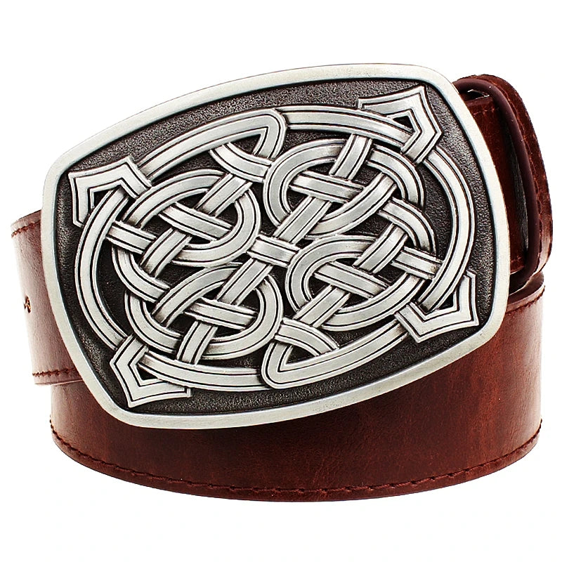 Fashion Leather Belts Big Metal Buckle Celtic Knot