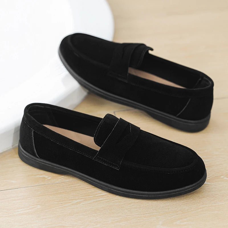 Suede Leather Mens Loafers Lightweight