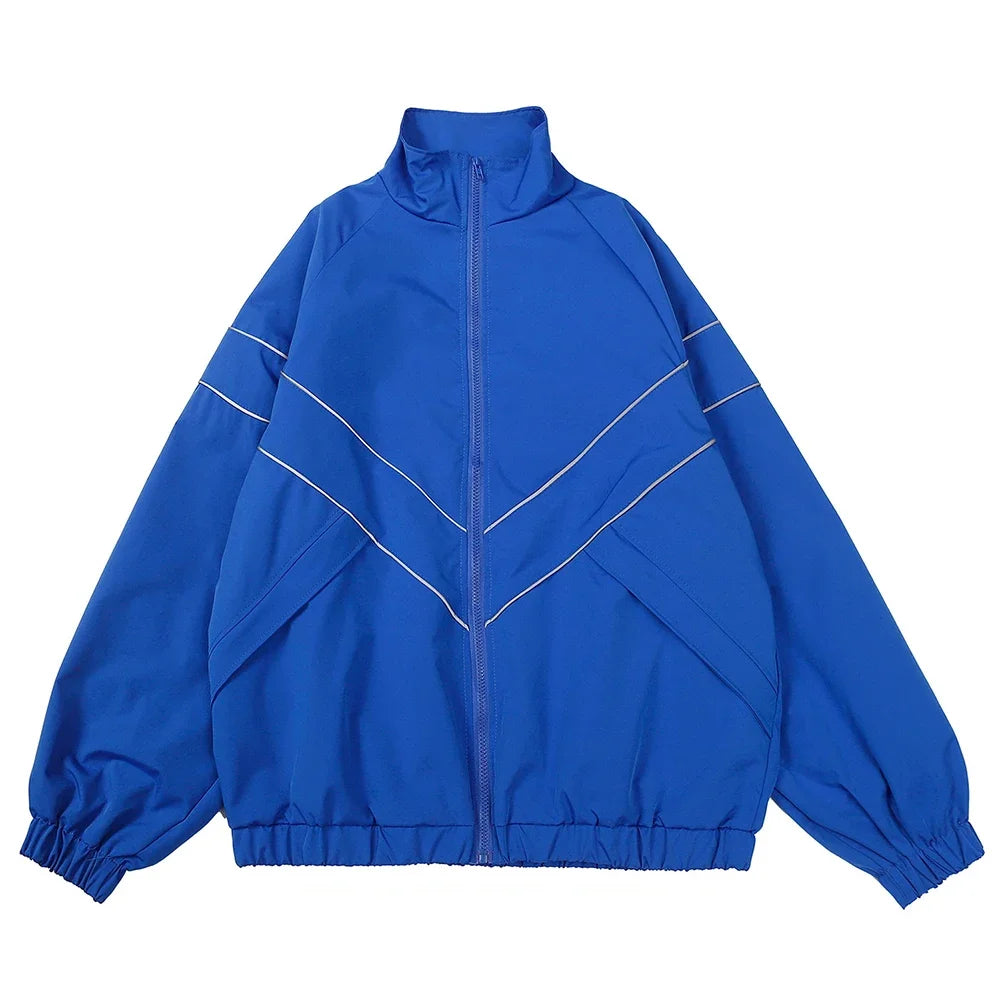 High Street Patchwork Color Block Windbreaker Coats Women