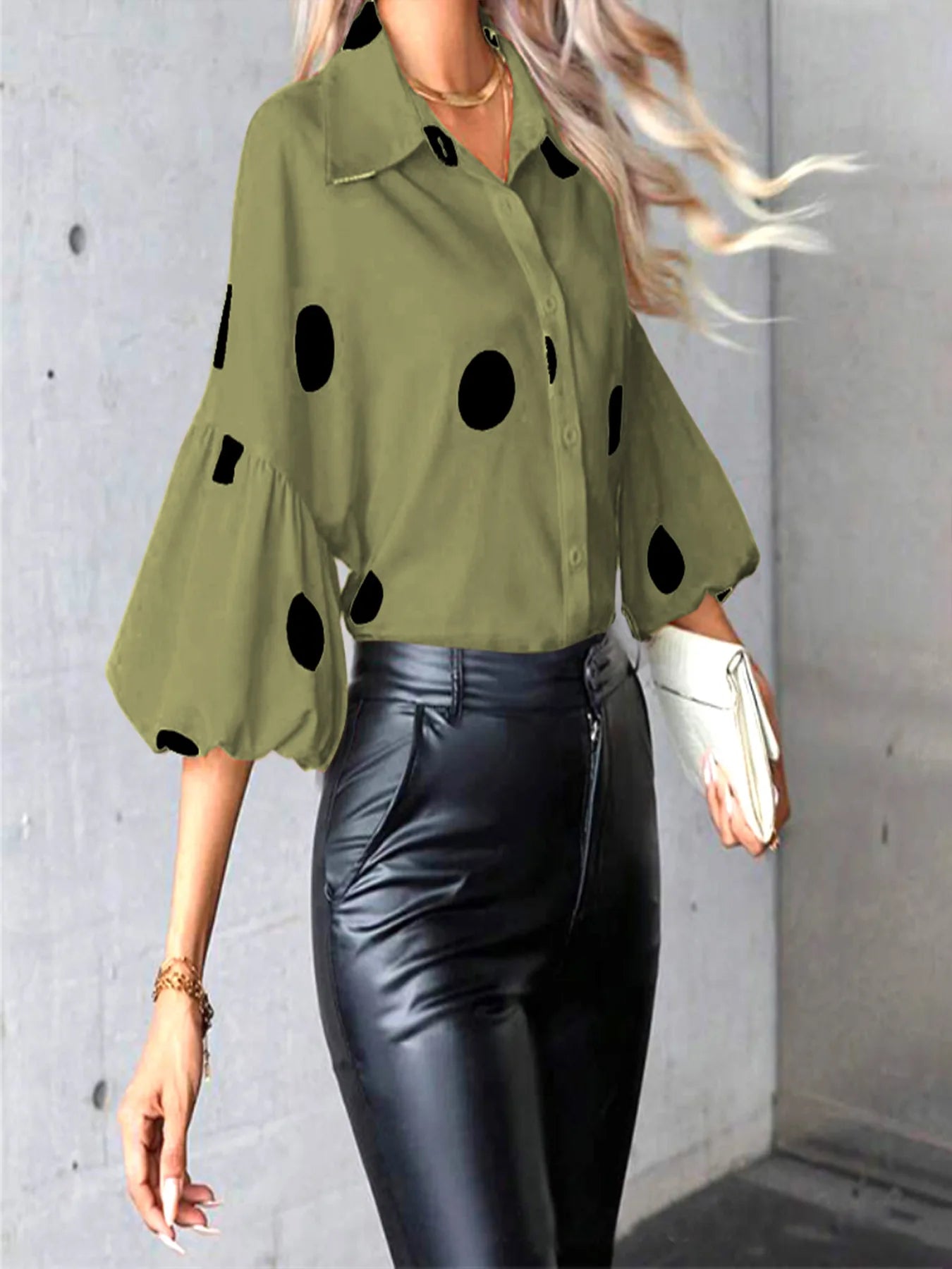Women's Blouse Chiffon Polka