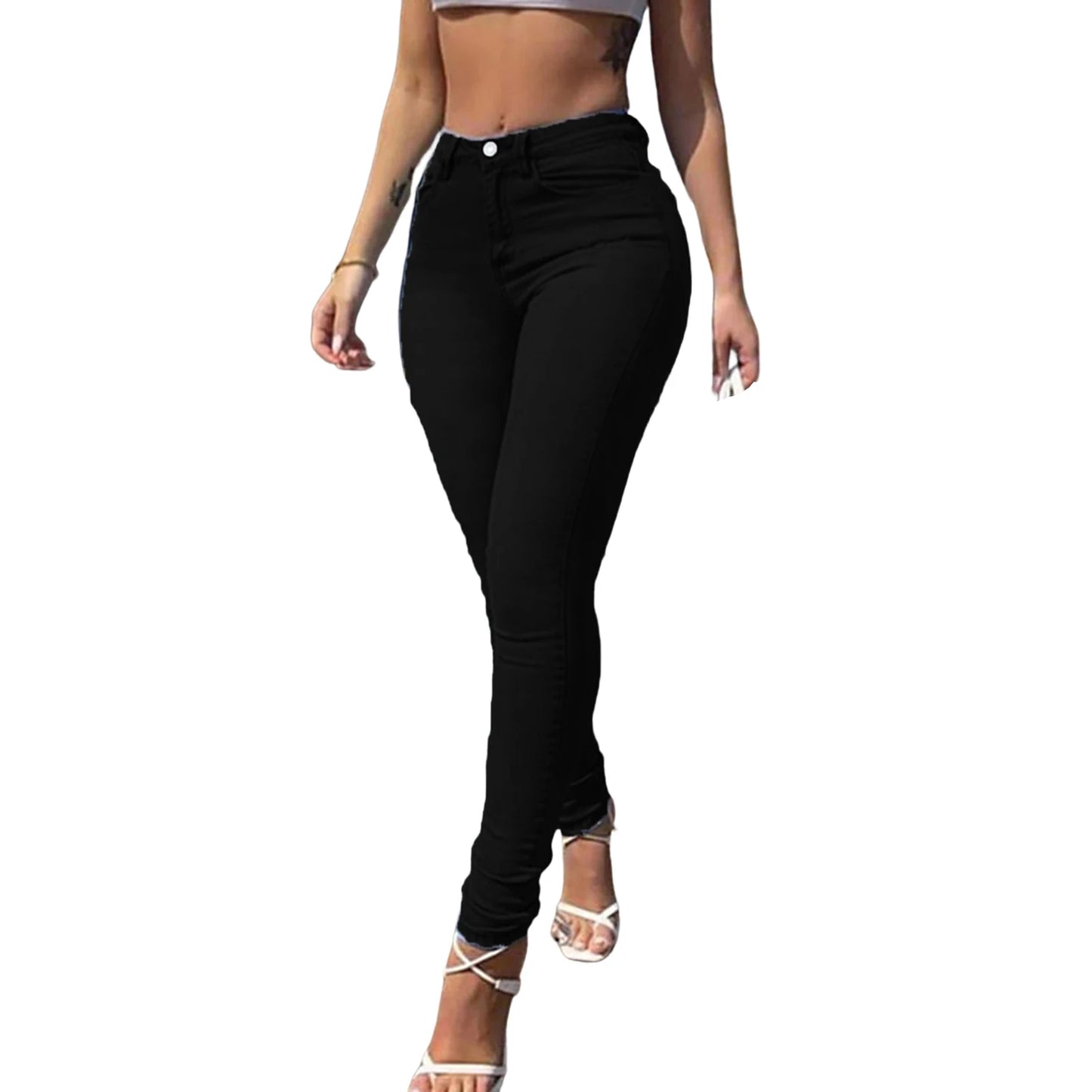 Women High Waist Jeans Casual Slim Lifting Butt Denim