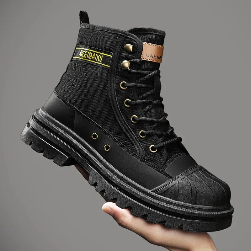Men Boots Outdoor Work Toe Cap Anti-collision Male Canvas Boot