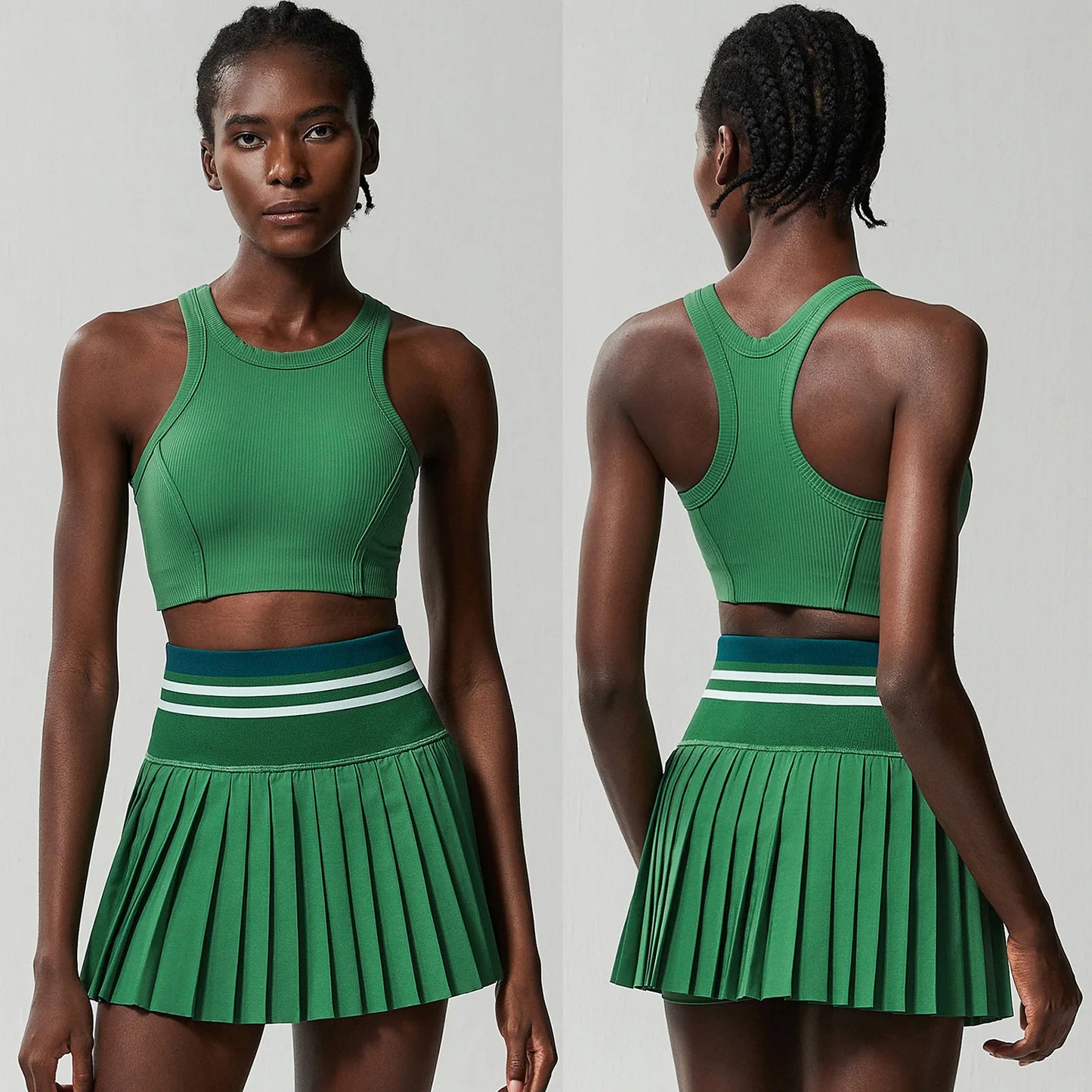 Women Tennis Set 2PCS Sexy Bra High Waist Sports Golf Skirts