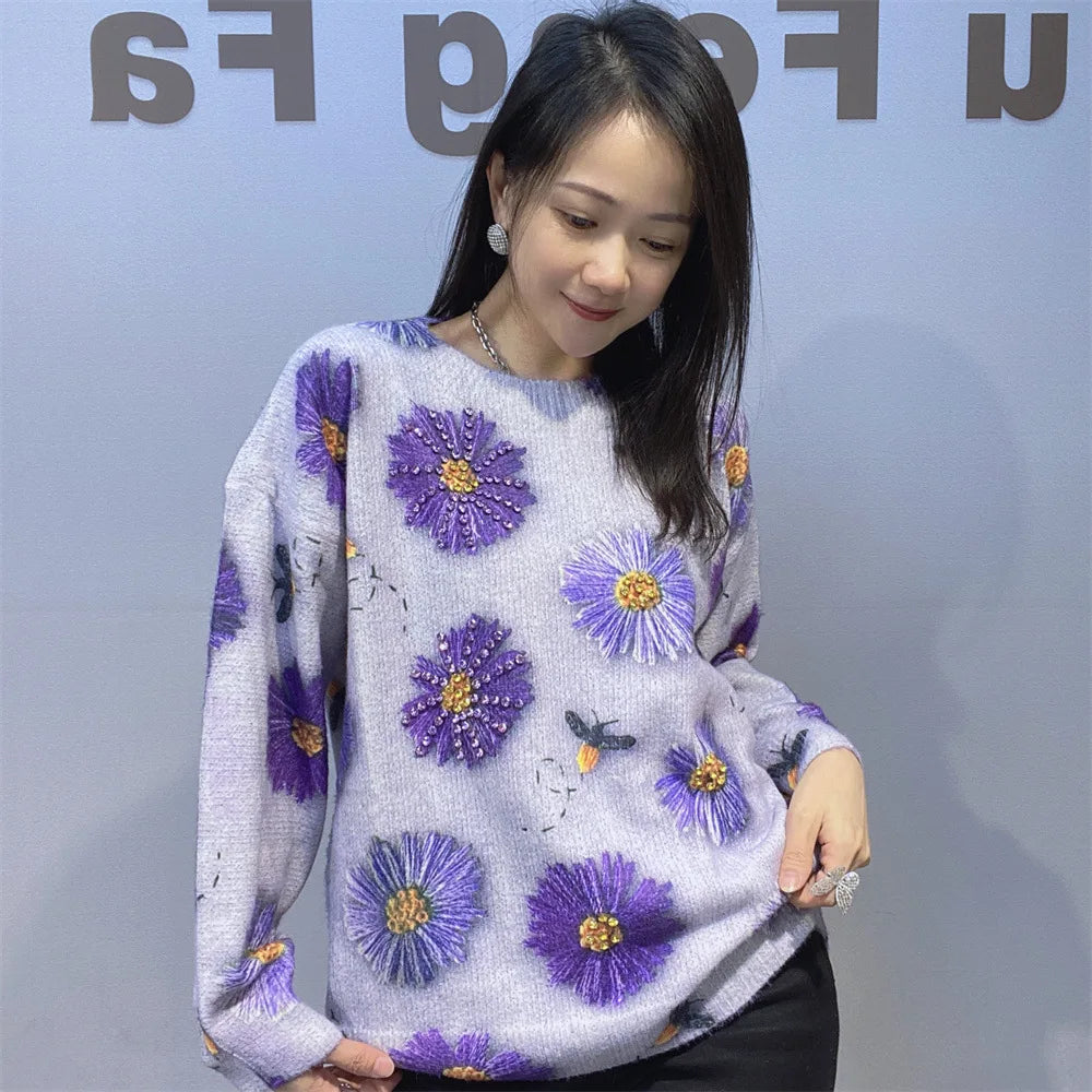 N High-end Diamonds Sweater Women's Knitwear