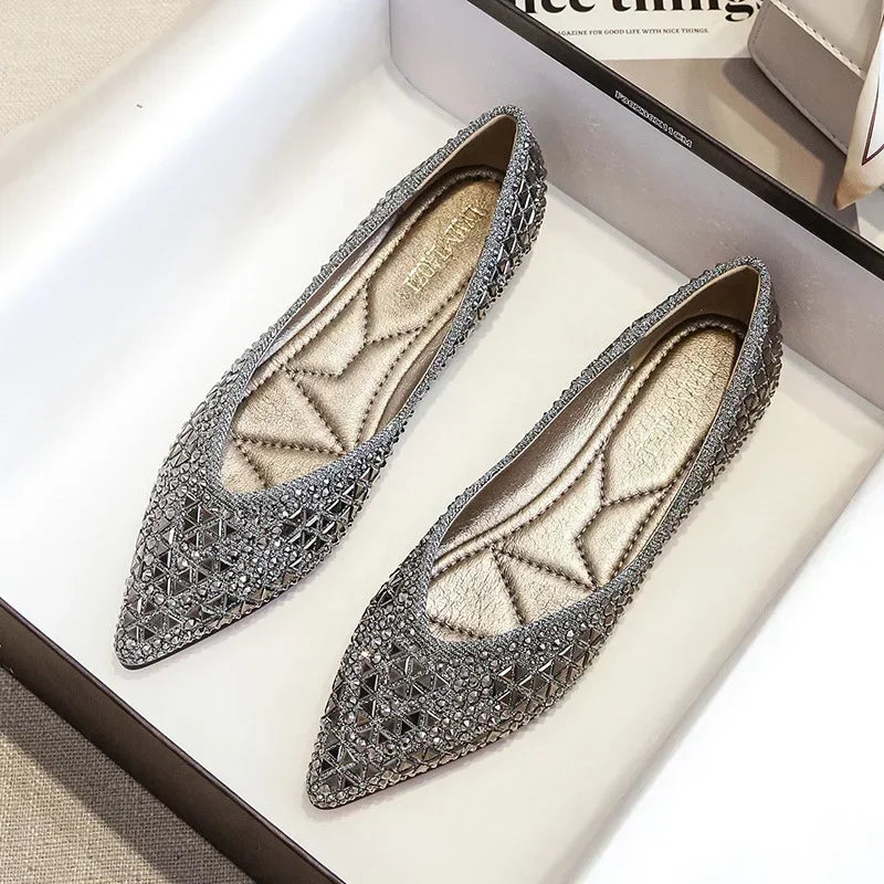 Women's Ballet Flats Rhinestones Flat Casual Loafers