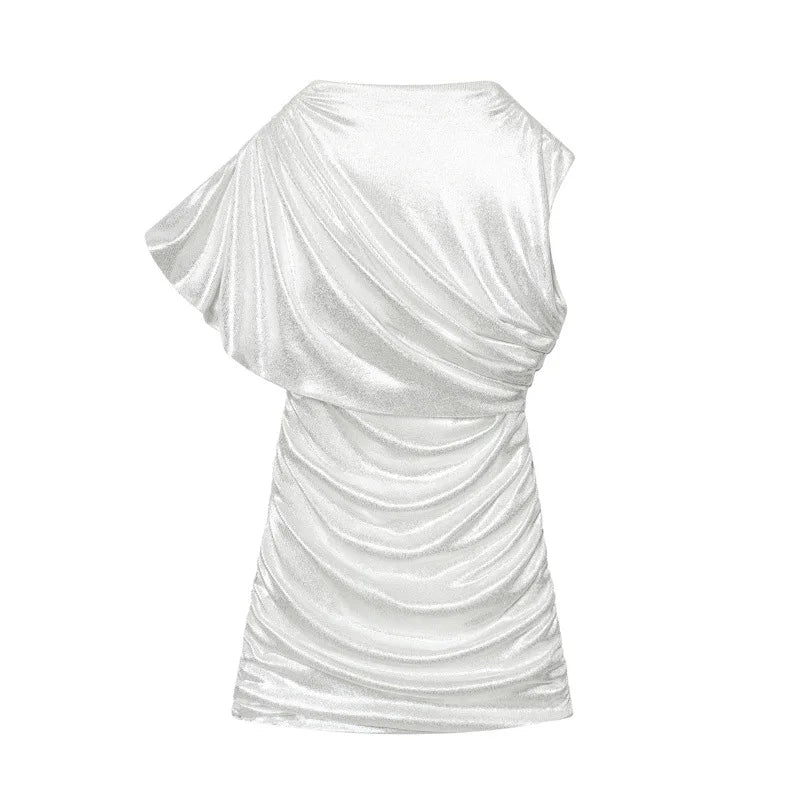 Rhinestone Draped Sleeveless Mini Dress Sexy Outerwears