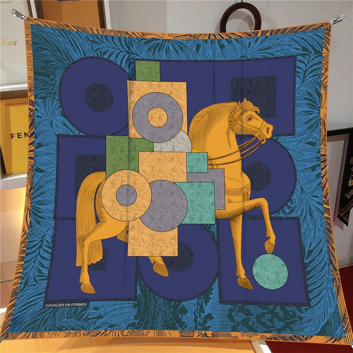 Women Print Satin Square Head Luxury Shawl