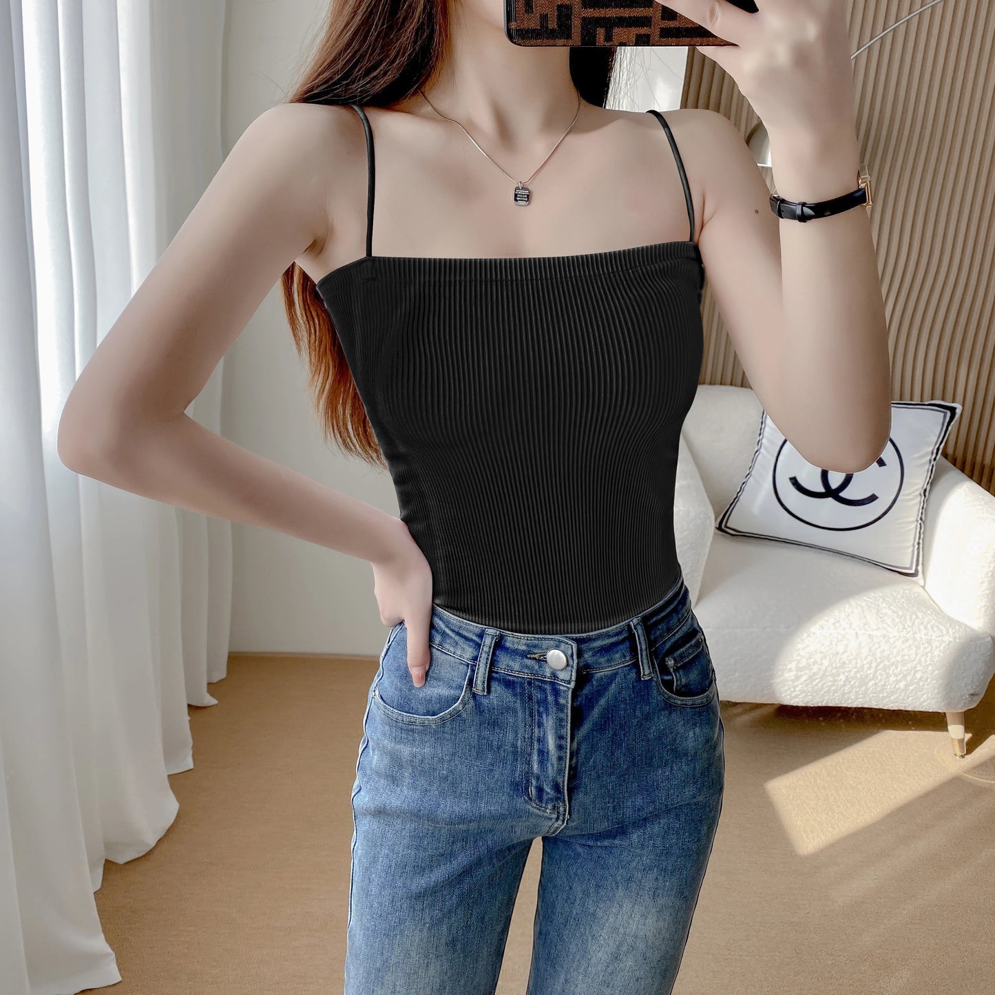 Knitted Camisole Undershirt Women Beauty Sleeveless Bottom Shirt