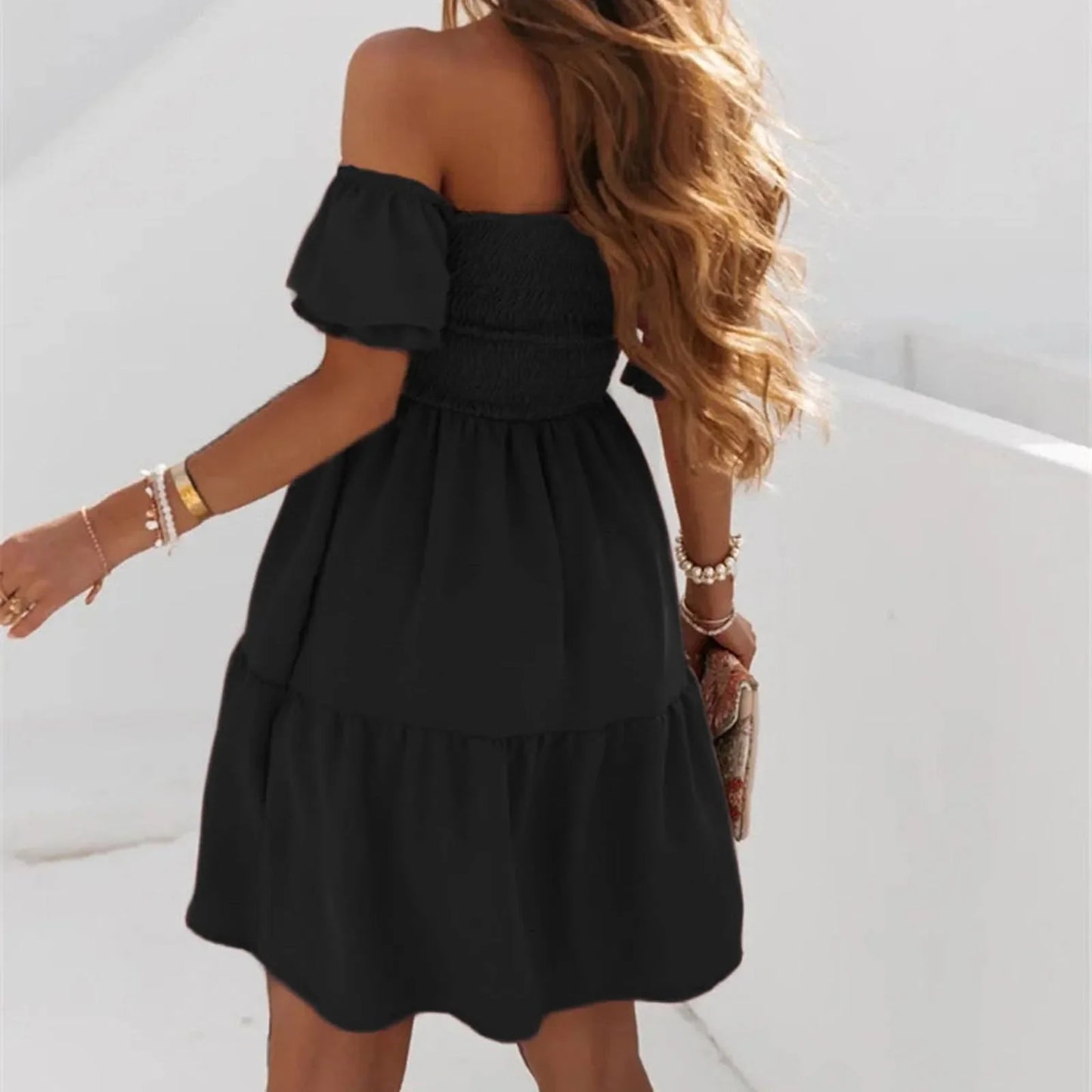 Fashion Sexy Off Shoulder Puff Sleeve Dress for Woman