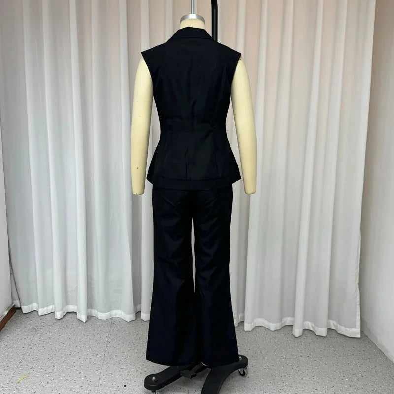 Women's Double Breast Vest and Pants Set