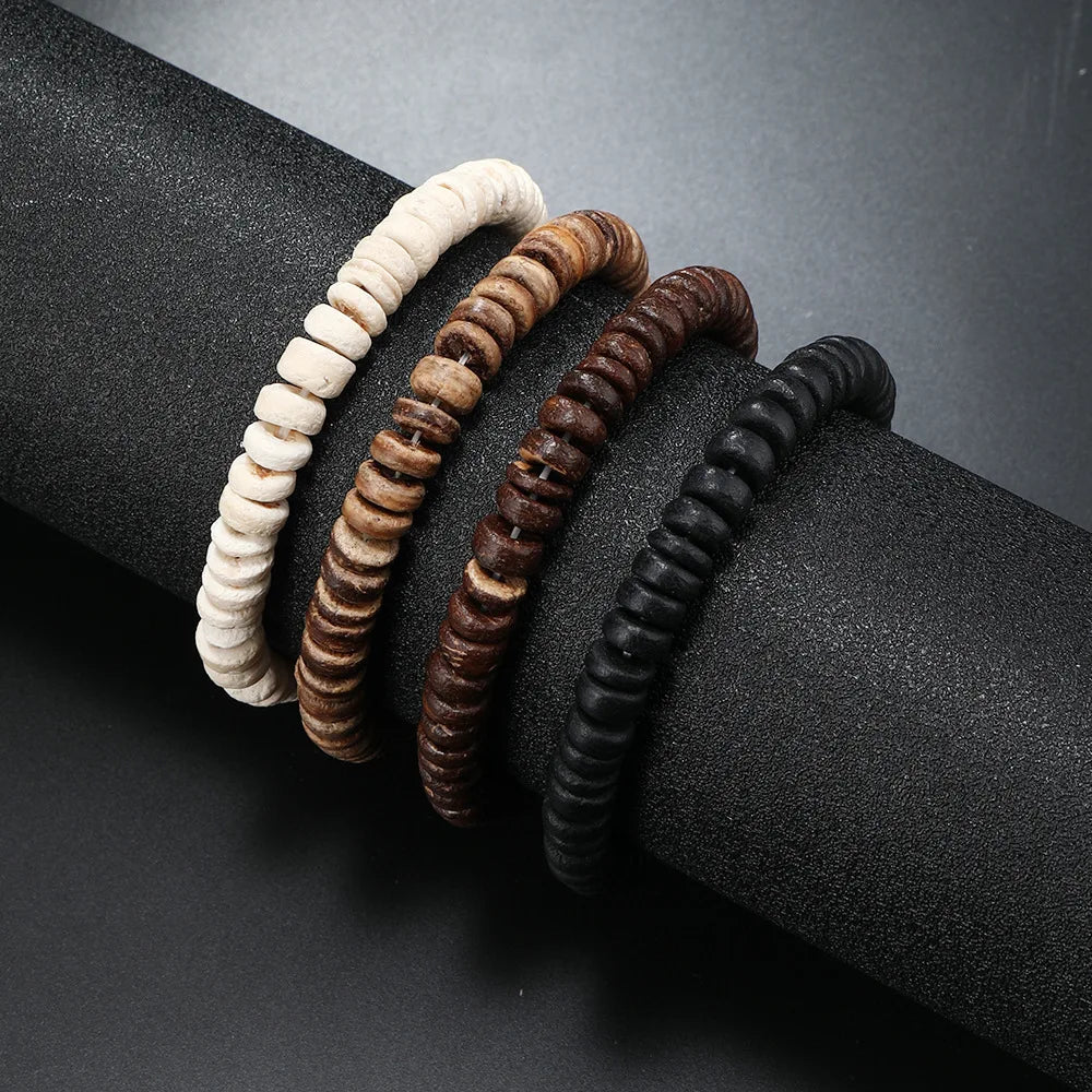 Wooden Bracelets For Men Beaded Multilayer Wooden Bead Jewelry