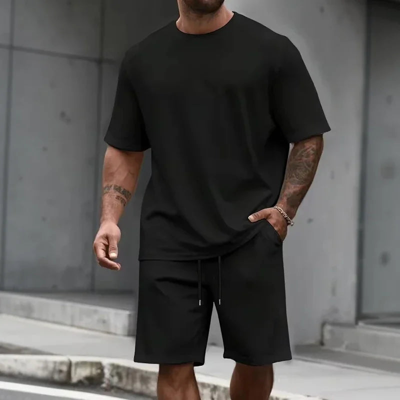 Men's Set O-Neck T-shirt & Sports Shorts