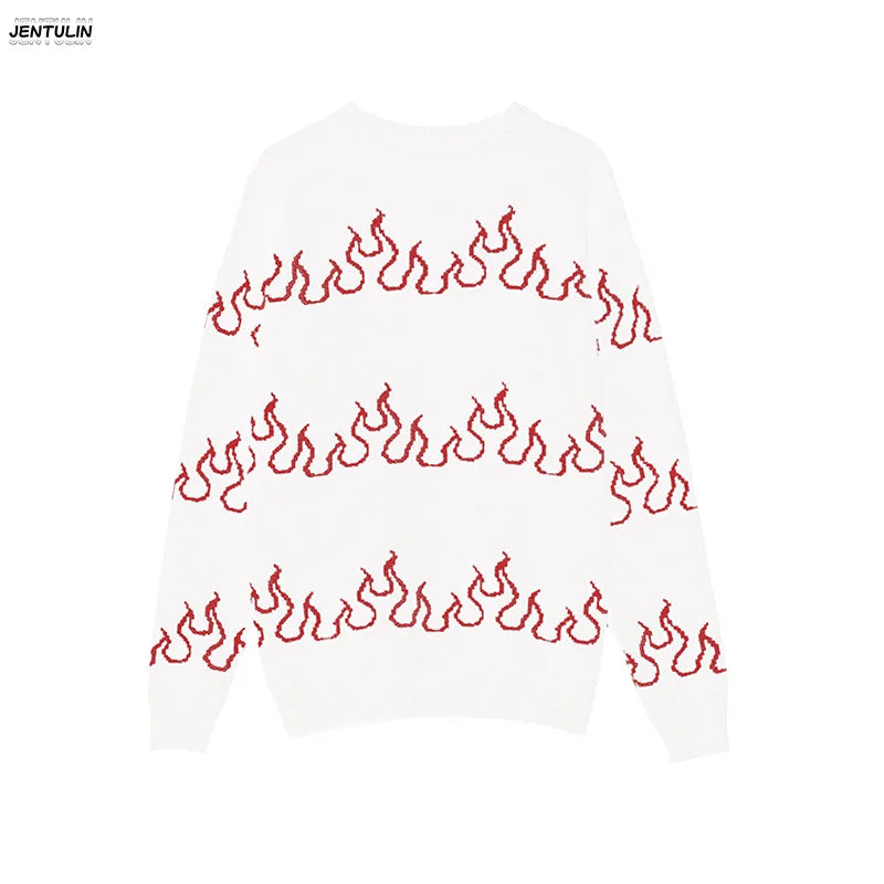 Flame Knitted Gifts For Men Women Full Sleeve Round Neck Sweaters