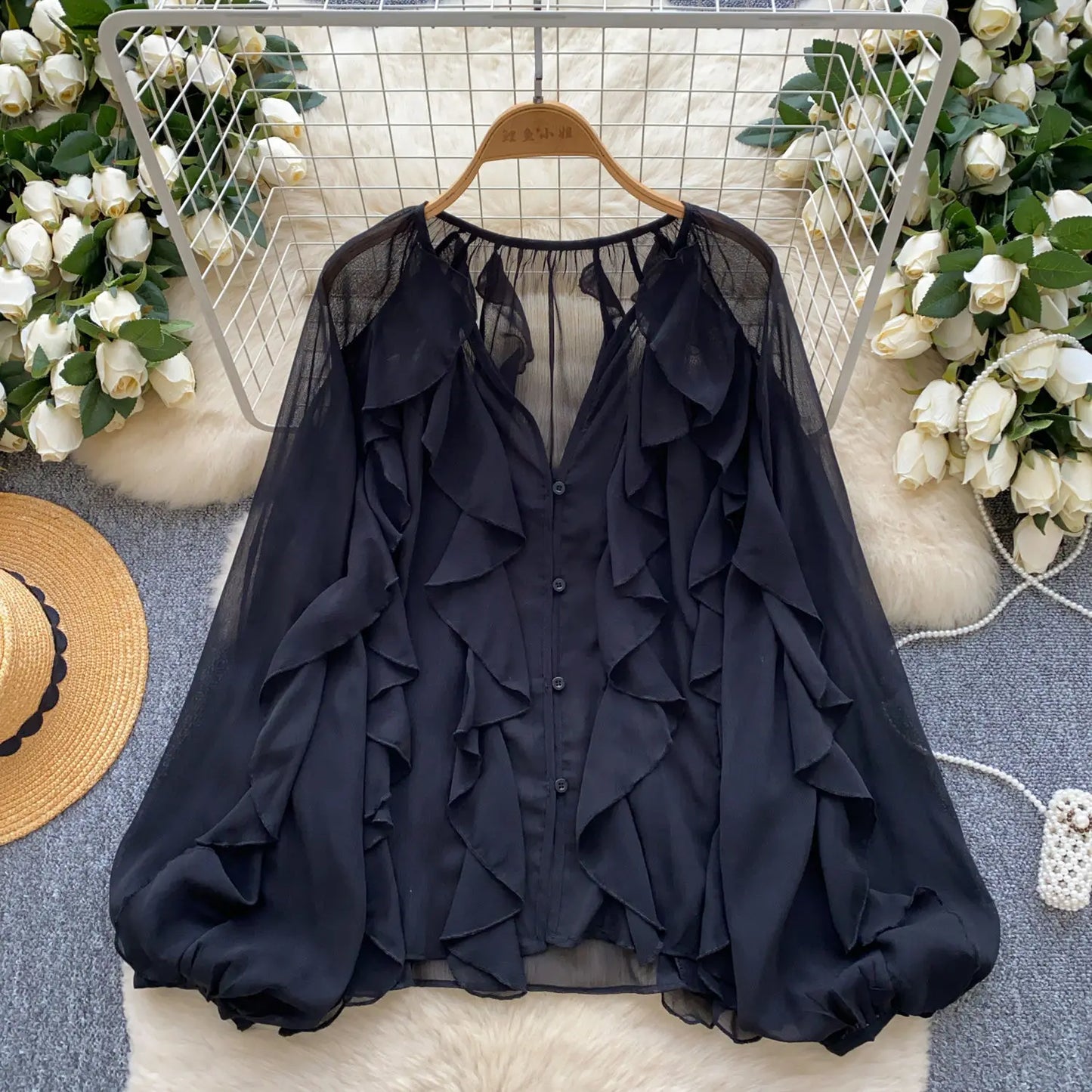 Womens Blouses Semi Sheer Casual Blouses