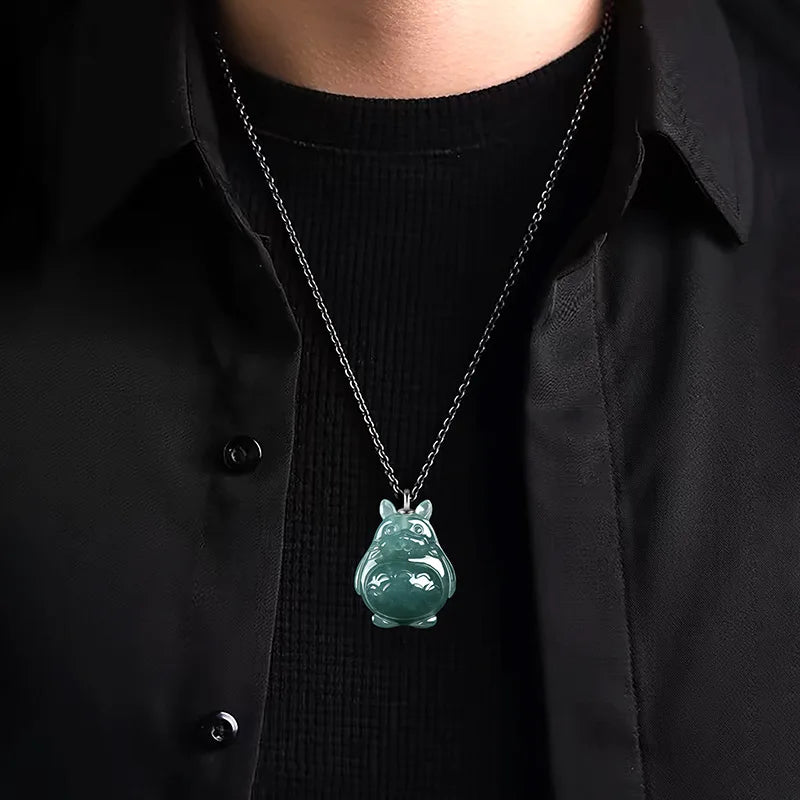 Genuine Natural Jadeite Blue Water Three-dimensiona Pendant