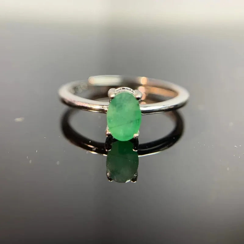 Natural Emerald Fashion Rings Silver Women's Jewelry