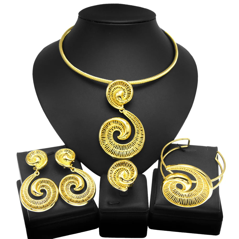 Women's Jewelry Sets Gold Plated Necklaces and Earrings