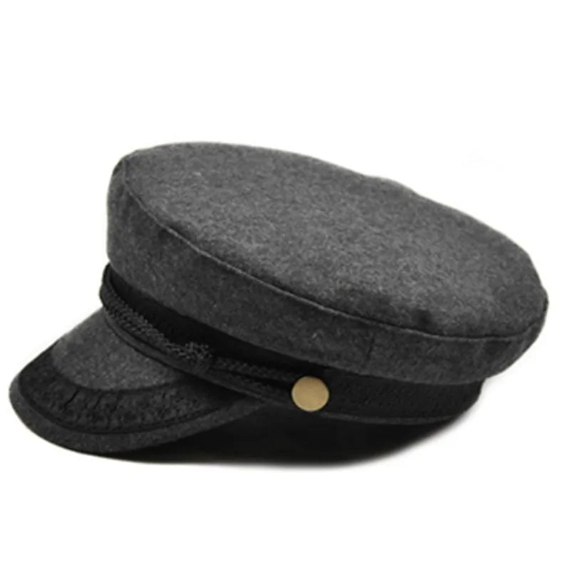 Black Hats For Women Ladies Military Flat Top Hat