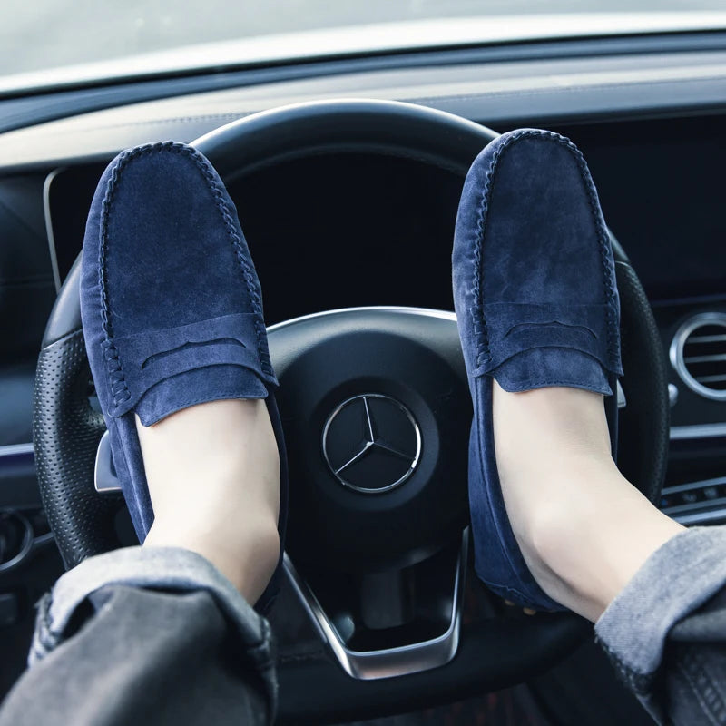 Penny Loafers Men Boat Shoes Moccasins Suede Leather Slip On Flats