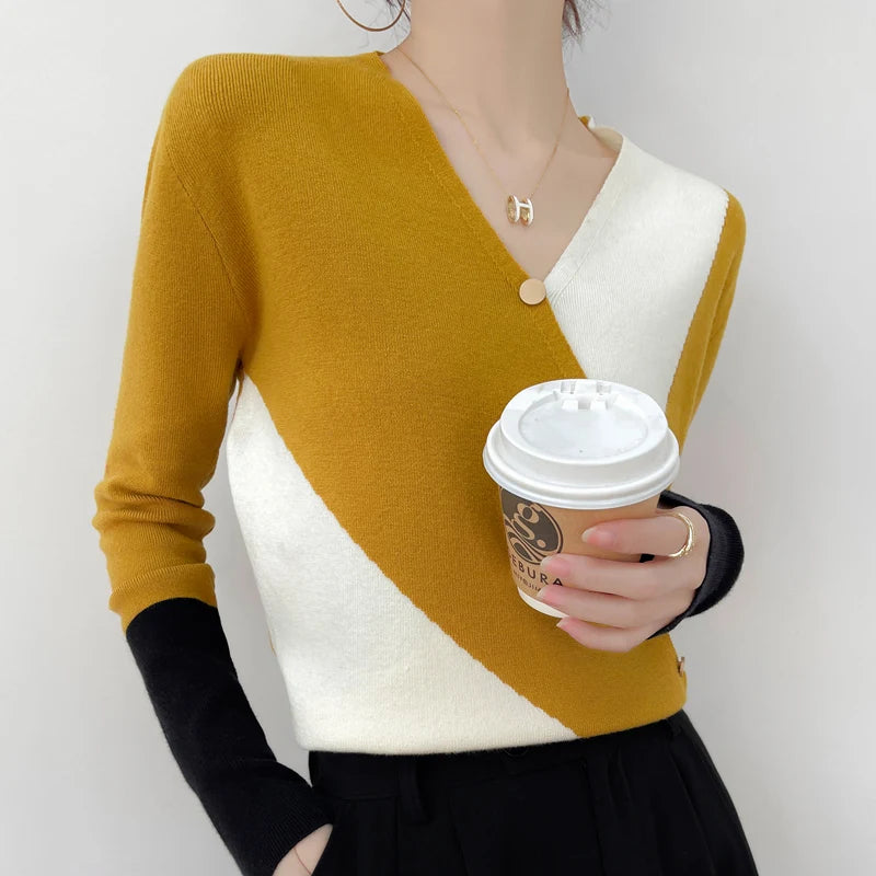 Women's Cashmere Sweater Colorblock  Knitwear