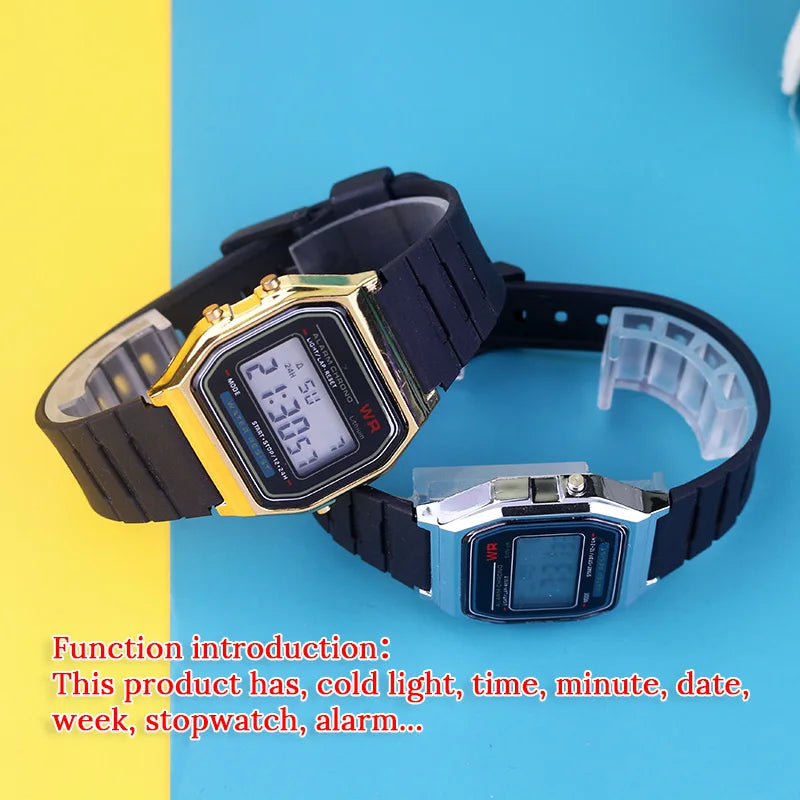 Electronic Watches for Women Men Rose Gold Rubber Strap LED Digital Wristwatch