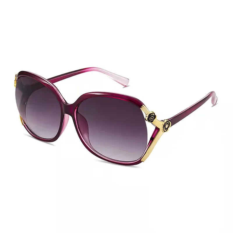 women  big frame rose decorative glasses