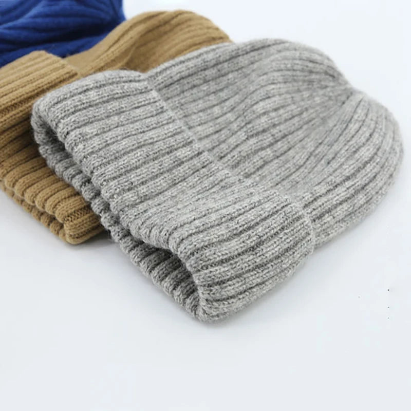 new woolen hat knitted solid color