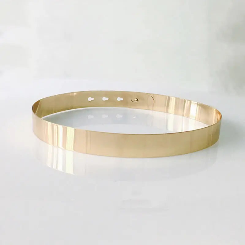 Women Vintage Elegant Waist Belt Metallic Bling Gold Silver Party Simple Belts