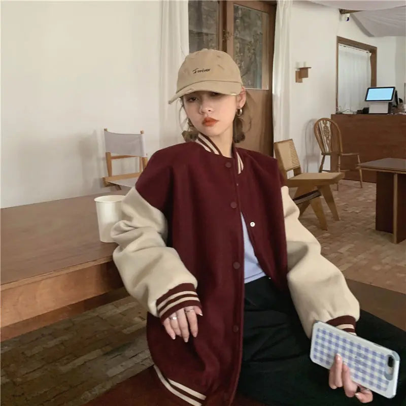 Vintage Baseball Outwear Loose Windbreaker jacket