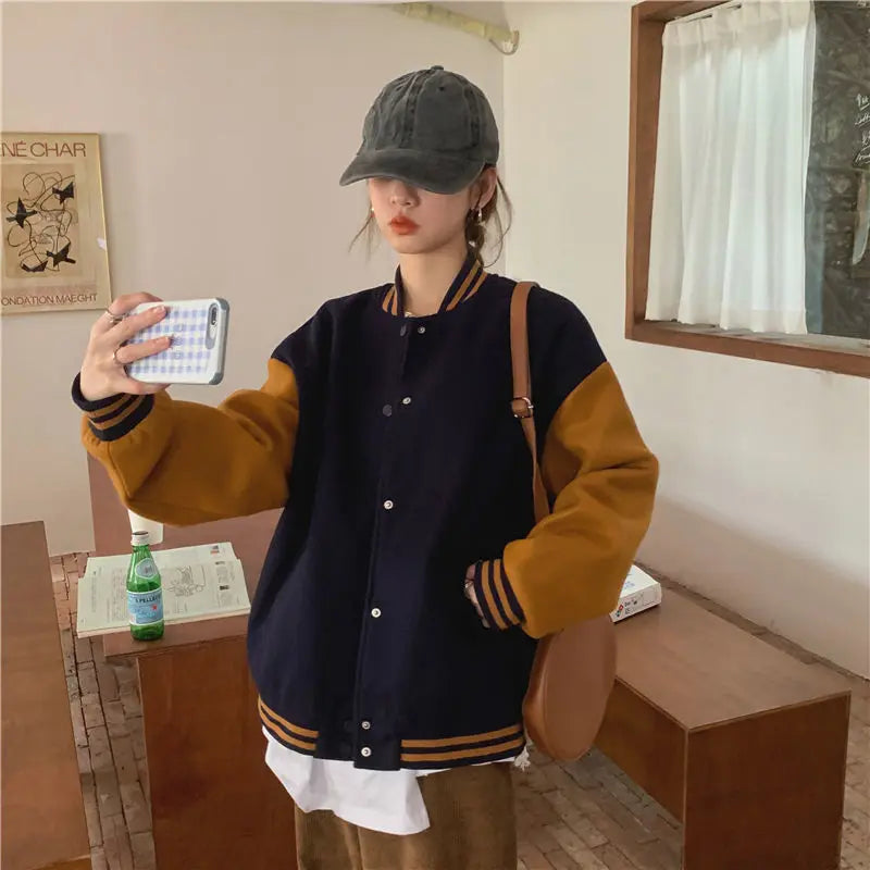 Vintage Baseball Outwear Loose Windbreaker jacket