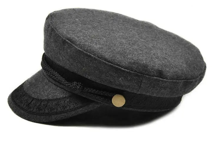 Black Hats For Women Ladies Military Flat Top Hat