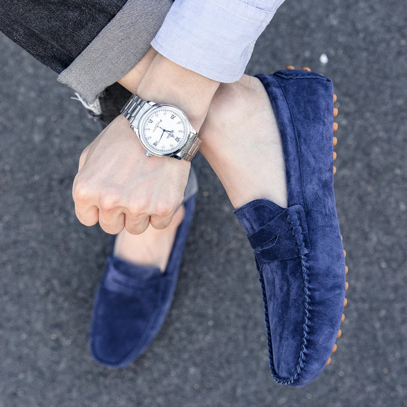 Penny Loafers Men Boat Shoes Moccasins Suede Leather Slip On Flats