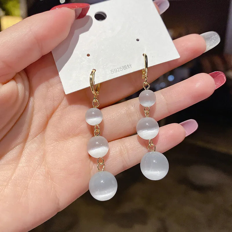 Red Pearl Long Tassel Earrings