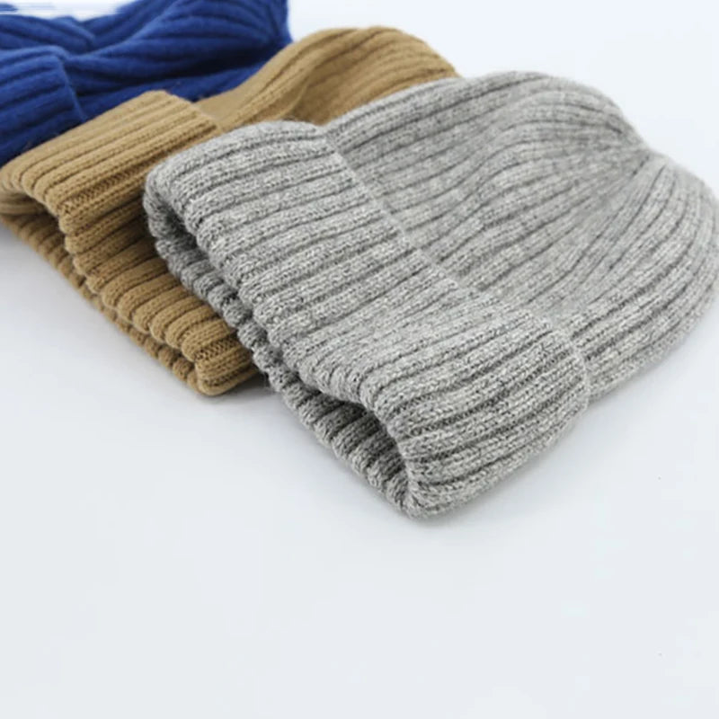 new woolen hat knitted solid color